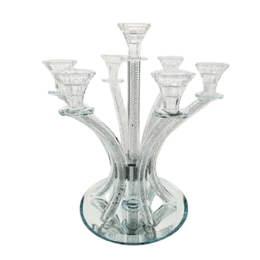 Crystal Candlesticks - 6 {Judaica-Lecht-Candlesticks, Candelabra} Manchester Judaica