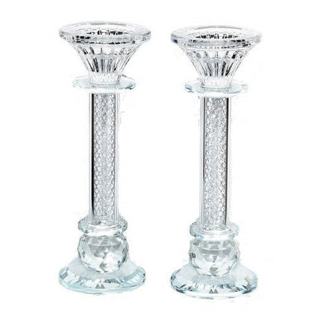 Crystal Candlesticks pair 16cm 13057 {Judaica-Lecht-Candlesticks, Candelabra} Manchester Judaica