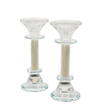 Crystal Candlesticks pair 16cm 13058 Judaica-Lecht-Candlesticks, Candelabra 12355 Manchester Judaica