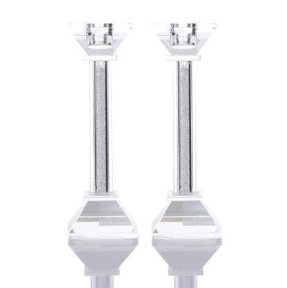 Crystal Candlesticks Pair 18Cm {Judaica-Lecht-Candlesticks, Candelabra} Manchester Judaica