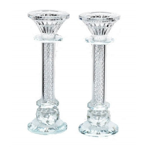 Crystal Candlesticks pair 24cm 13060 {Judaica-Lecht-Candlesticks, Candelabra} Manchester Judaica