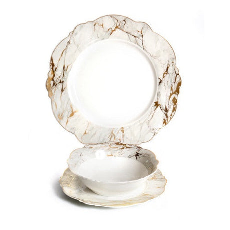 Dinner set - Marble white gold 18 Judaica-Tabletop-Dinner Plate Sets 12473 Manchester Judaica