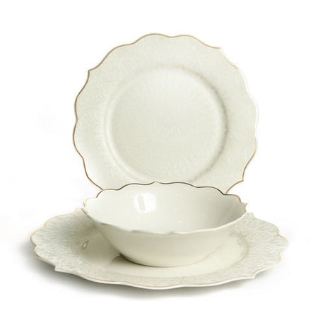 Dinner Set - Velerie White Gold 18 {Judaica-Tabletop-Dinner Plate Sets} Manchester Judaica