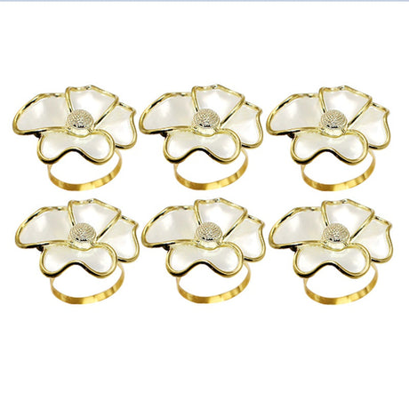 Fashion White and Gold Napkin Rings - set of 6 Judaica-Tabletop-Napkin Rings 76312 Manchester Judaica