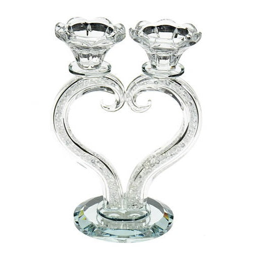 Heart Shaped Crystal Candlestick {Judaica-Lecht-Candlesticks, Candelabra} Manchester Judaica