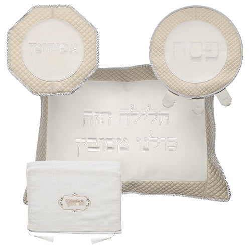 Leather Like 4pcs Pesach Set 64996 Holiday-Pesach-Matzah Tash & Pesach Set 464996 Manchester Judaica