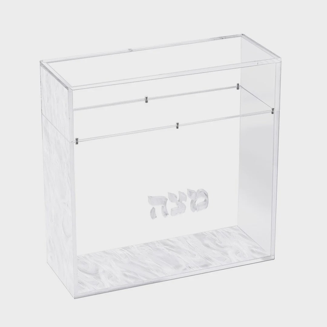 Matzah Box, Large - White Pearl {Holiday-Pesach-Matzah Box} Manchester Judaica