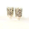 Pair Of Silver Plated Glass Oil Cups {Judaica-lecht-Glasses} Manchester Judaica