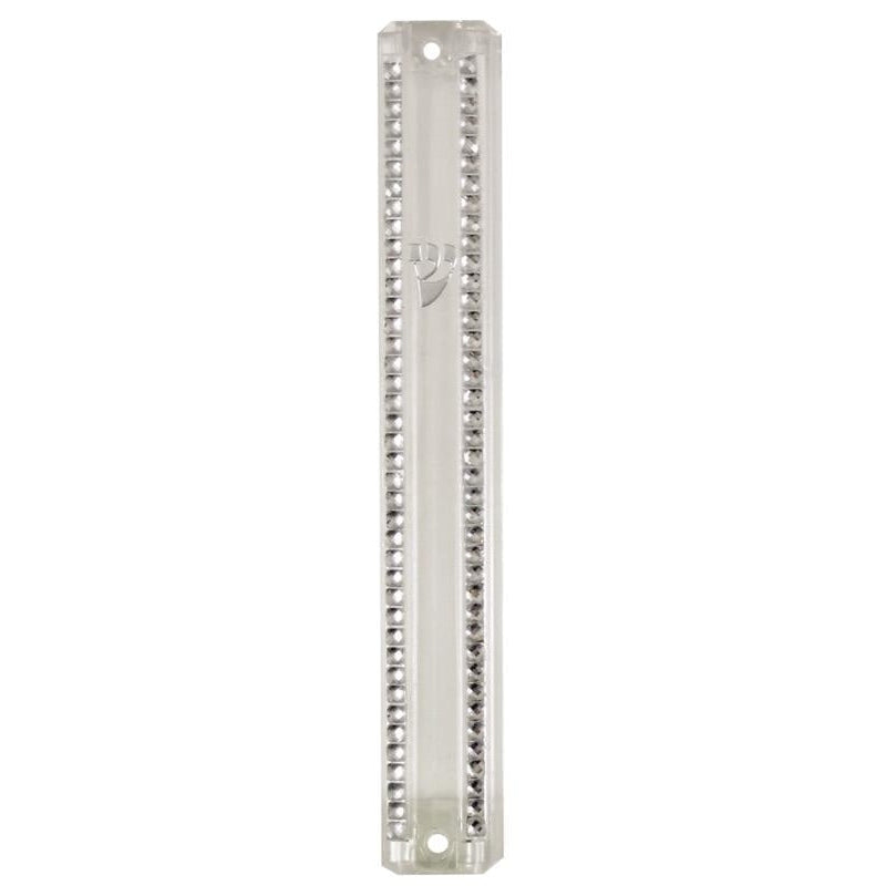 Plastic Mezuzah 15cm - Clear with Chain Design Judaica-Home-Mezuzah Holder 353 Manchester Judaica