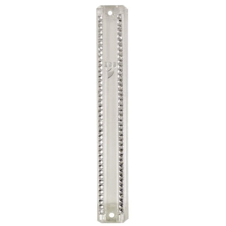 Plastic Mezuzah 15cm - Clear with Chain Design Judaica-Home-Mezuzah Holder 353 Manchester Judaica