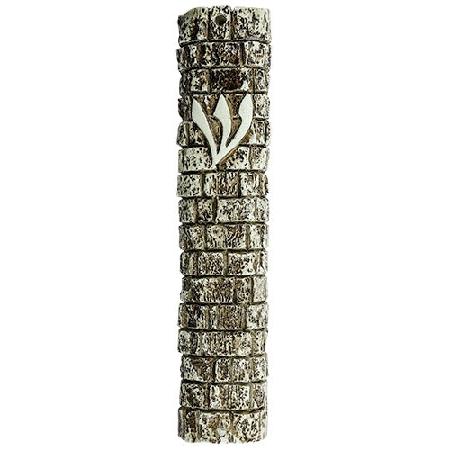 Polyresin Mezuzah 15cm - Kosel Stones Design Judaica-Home-Mezuzah Holder 23265 Manchester Judaica