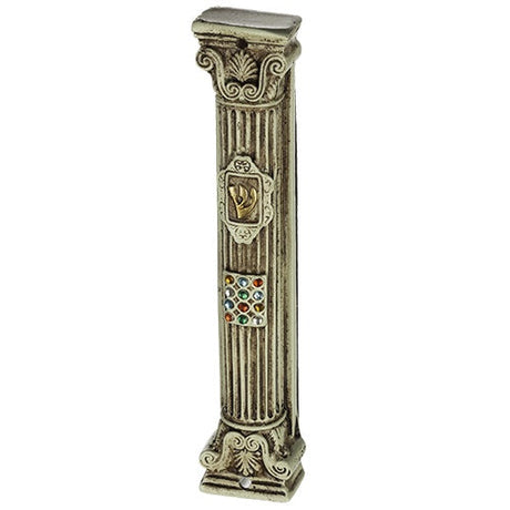 Polyresin Mezuzah 20cm - Beige & Brown Judaica-Home-Mezuzah Holder 23103 Manchester Judaica