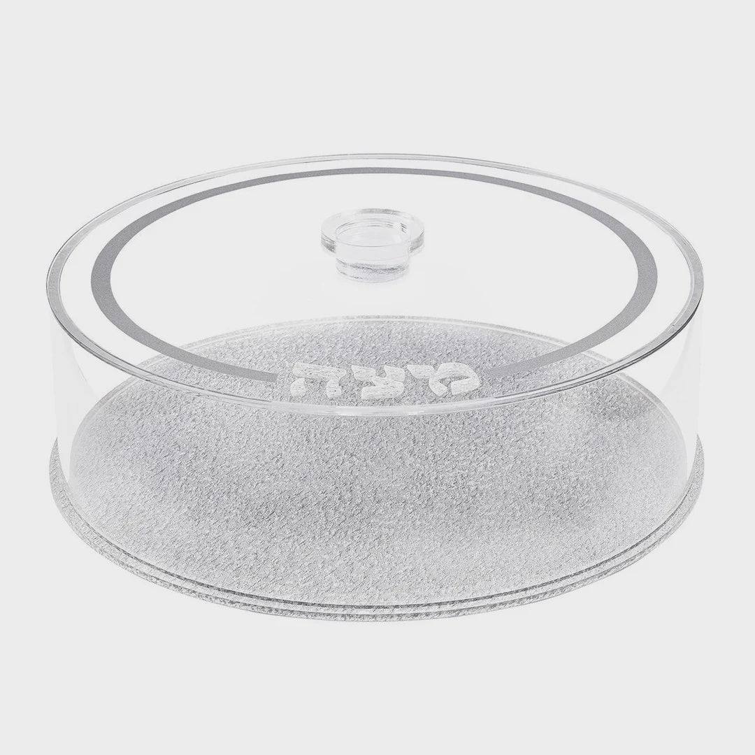 Round Matzah Box - Silver {Holiday-Pesach-Matzah Box} Manchester Judaica