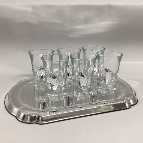 Set of 6 Liqour Cups + Silver Tray Judaica-Tabletop-Wine & Liquor 132207 Manchester Judaica