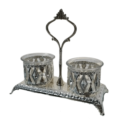 Silver Plated Salt Cellar double Judaica-Tabletop-Salt Holder 12215 Manchester Judaica