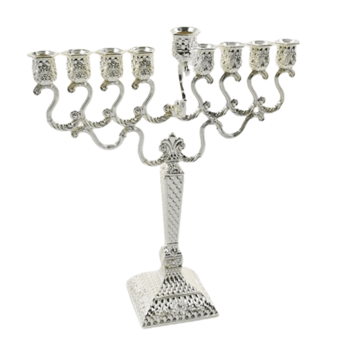 Square Silver Menorah 26cm Holiday-Chanukah-Menorah 12421 Manchester Judaica