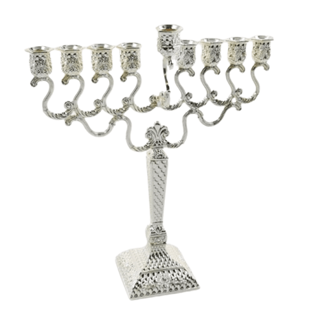 Square Silver Menorah 26cm Holiday-Chanukah-Menorah 12421 Manchester Judaica