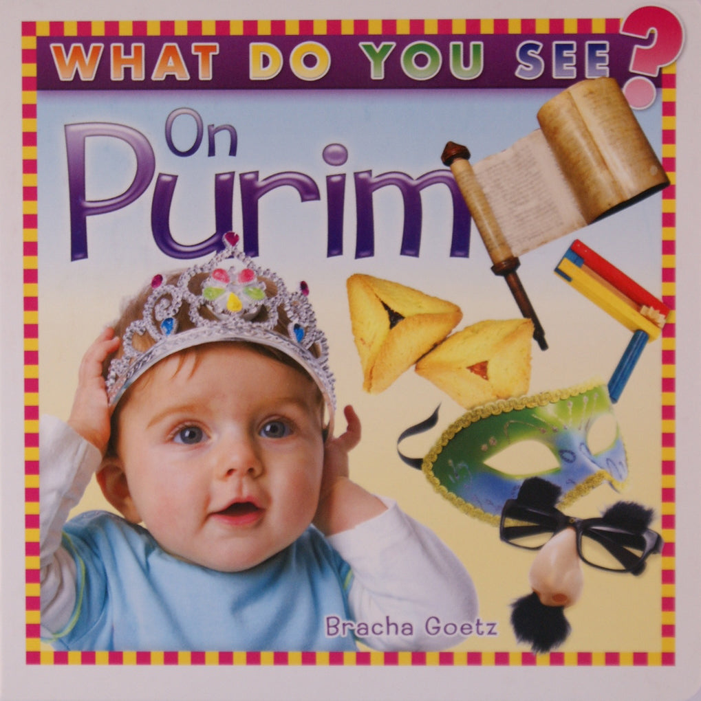 What do you see on purim - board book Books-English-To be sorted 140434 Manchester Judaica